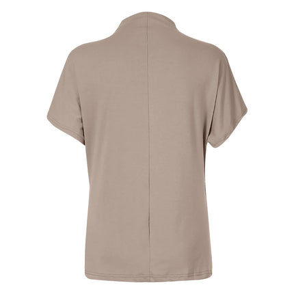Women's New Trendy Fashion Solid Color Soft Turtleneck Top High-End Basic Daily Commute Thin Short-Sleeve Pleated Clothing