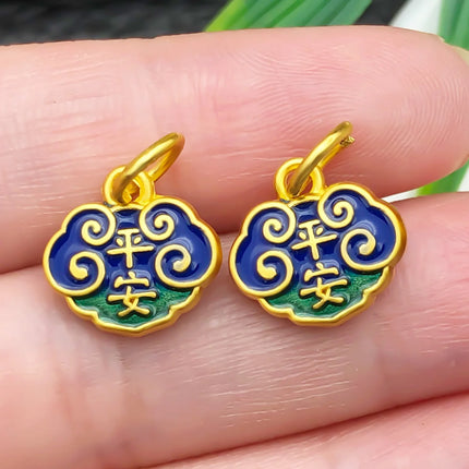 10/15pcs Antique & Sand-Gold Alloy Pendants for Wealth, Prosperity, and Good Fortune. DIY Chinese-style Charms for Bracelets
