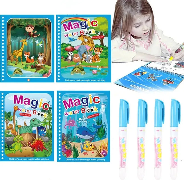 Children Magical Water Book Montessori Drawing Toys Reusable Coloring Books Magic Water Drawing Book Baby Early Education Toys