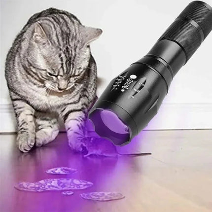 2 IN 1 UV Flashlight Purple White Dual Light 395nm Ultraviolet Torch Zoom Flashlight Detection Lighting Lamp for Pet Stains
