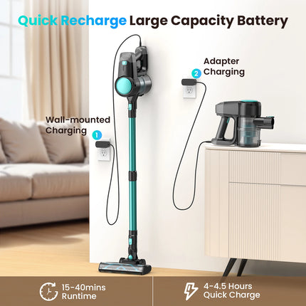 INSE N3T Cordless Vacuum Cleaner 40Kpa Ultra Lightweight 6 in 1 Stick Vacuum Up to 40mins Runtime for Home Pet Hair Hard Floor