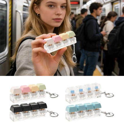 Keyboard Fidget Stress Reduction Fingertip Button Quiet Key Clicker Fidget Toy Keychain birthday gift for Adult Boys Girls