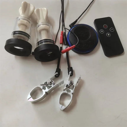 Metal Nipples Clips Labium Clamps Clitoris Stimulation Breast Sucker 8 Modes Electric Shock Sex Toys for Women Men Couples Games