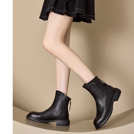WOIZGIC Women's Genuine Leather Female mother Ankle Boots Shoes Split Zipper Winter Fur Plush Warm Autumn Zapatos Mujer Platform
