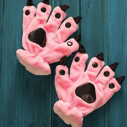 Blue Animal Paw Slippers For Boy Girl Unisex Kids Cute Monster Claw Slippers Cartoon Soft Plush Warm Home Slippers Child Shoes