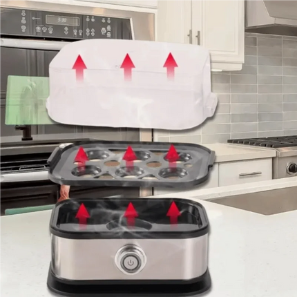 200W Power Eggs Boiler Space Saving Auto Shut-Off Smart Egg Cooker 6 Eggs Capacity Stainless Steel Rapid Egg Cooker
