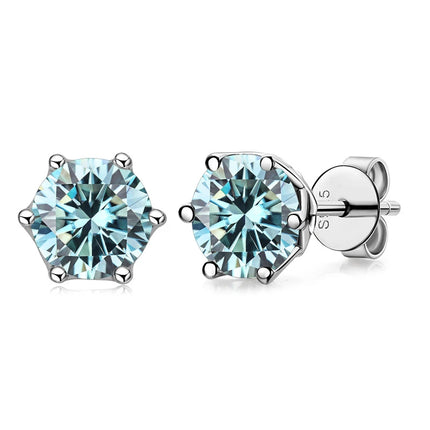 JoyceJelly 1/2/4CT VVS D Color Moissanite Russian Cut 8H8A Lab Diamond Stud Earrings For Women S925 Sterling Silver Fine Jewelry