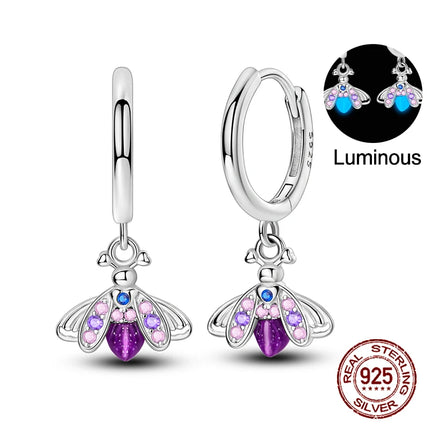 925 Sterling Silver Purple Butterfly Rainbow Flower Stud Earrings for Women Girl Ear Studs Jewelry Fashion Luxury Anniversary