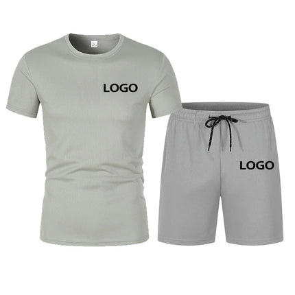Custom Print DIY Men's Summer T-Shirt Casual Mesh Set Sports Jogging Duo Set Breathable Fast Drying Gym Shirt Football Shirt