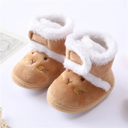 Infant Toddler Baby First Walkers Winter Thick Warm Newborn Shoes For Girls Boys Soft Fashion Bear Baby Boy Girl Shoes 0-9Month