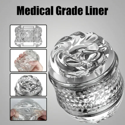 Transparent Dual-Ended Male Masturbator – Realistic Vagina & Oral Sex Toy with Lifelike Texture | Erotic Adult Sex Toys for Men