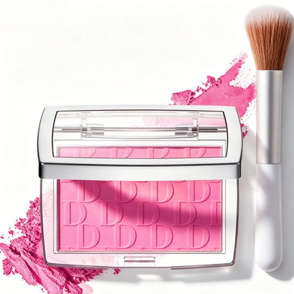 2pcs Matte Embossed Blush Palette High Pigmented Pink Coral Cheek Blush Powder With Professional Makeup Brush