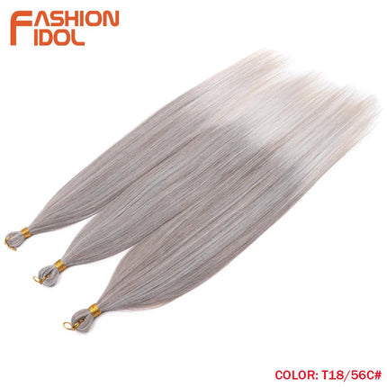 FASHION IDOL 28inch 300g/3Pcs Ariel Straight Pony Hair Crochet Braids Hair Synthetic Braiding Hair Soft Crochet Hair Extensions