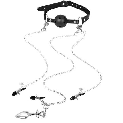 [TG823]Mouth Gag Nipple Clamp Clitoris Clip Anal Butt Plug With Chain Clip Sex Toy Adjustable Breast Clip Stimulator