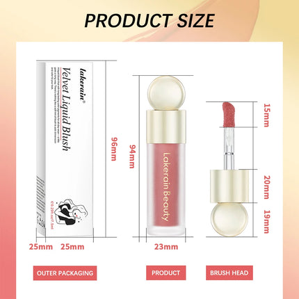Matte Liquid Blush Velvet Blusher Orange Peach Face Pigment Lasting Beauty Natural Cheek Tint Cream Blush Makeup Maquiagem7.5ml