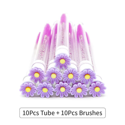 10/50Pcs Eyelash Brush Tubes With Crystal Lash Mascara Wands Eyebrow Comb Spoolies Container Lash Brush Applicators Makeup Tools