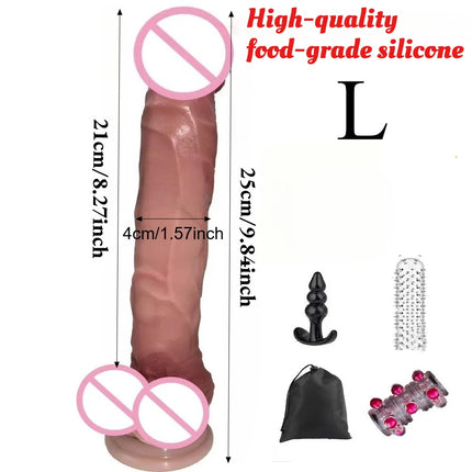Realistic Curved Simulation Dildo Thick with Strong Suction Realistic G-spot Hands-free Soft Suitable for Men and Women Couples