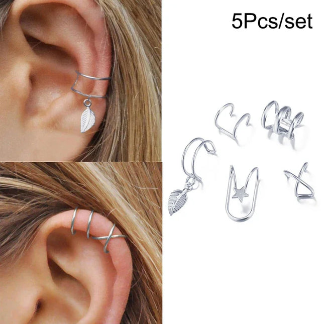 3PCS Vintage Simple Metal Crystal Ear Cuff for Women Teens Gold Color Non Piercing Fake Cartilage Clip Earrings Set Jewelry Gift