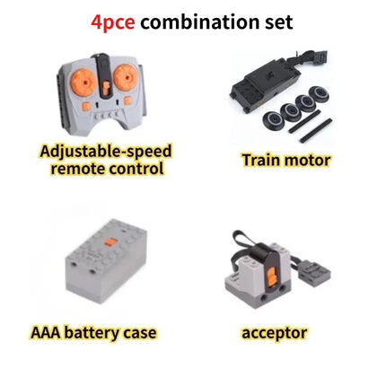 MOC Train Motor Building Block Motor Power Unit Motor Speed Control Remote Receiver Battery Box Series Assembly Components Serie