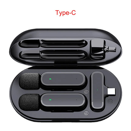 Wireless Lavalier Microphone with Charging Box Audio Video Noise Cancel Record Plug-and-Play Mic for IOS Android