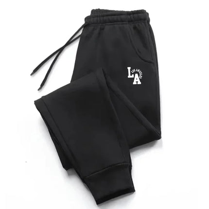 Men's solid color printed LA sports pants multifunctional casual running fitness daily wear sports pants ZYWK001