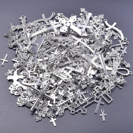 10/20/30pcs/Lot Metal Silver Color Cross Charms For Jewelry Making Supplies Christ Accessories Handmade Women/Men Pendant Charm