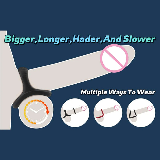 Silicone Cock Penis Rings with Enlargers Erection Enhancing Ultra Soft Long Lasting Stronger Adult Sex Toys for Men or Couples