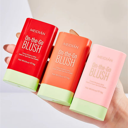 1pc Face Blush Cream Stick Korean Makeup Cosmetic Waterproof Long Lasting Lipstick Red Matte Blush Stick  Makeup Cream Blush
