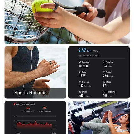 R09 Smart Ring 5ATM Waterproof Health Tracker Multi Sport Modes Skin Temperature Measurement Stress Heart Rate Monitor SmartRing