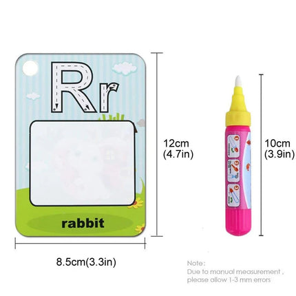 Montessori Toy Alphabet Water Coloring Cards Water Drawing Card with Magic Pen Aqua Painting Doddle Flashcards Educational Toys