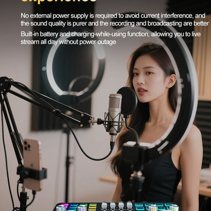 FUHAM S30 audio mixer, live sound card with DJ mixing effects and voice-changing features, music recording equipment sound card