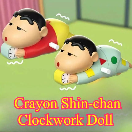 Crayon Shin-chan Clockwork Model Toy Don't Want To Get Up Anime Figure Model Toy Propel Alarm Clock Dynamic Crawl Toys Fun Gift