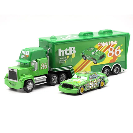 Cars Toys- Lightning McQueen Jackson Storm Chick Hicks Diecast Container Truck Metal Alloy Model Peripheral Toys Birthday Gifts