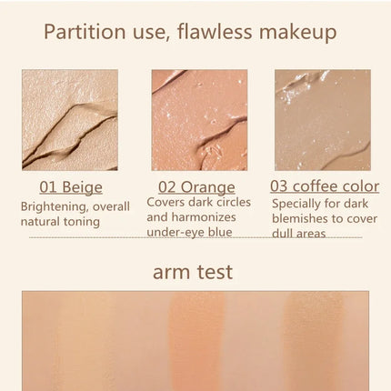 FLORTTE 3 Colors Cute Animal Series Concealer Palette Cove Concealer Cream Brighten Lasting Moisturizing Beauty