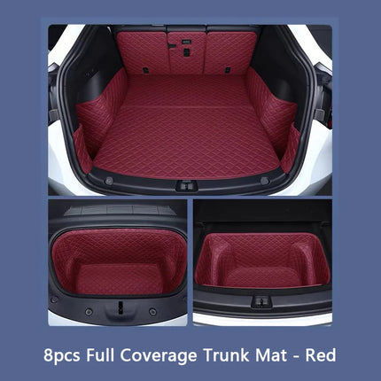 For Tesla Model Y Juniper / 3 Highland 2025-2026 Front Rear Trunk Mat Leather Full Coverage Trunk Both Side Guard Protective Pad