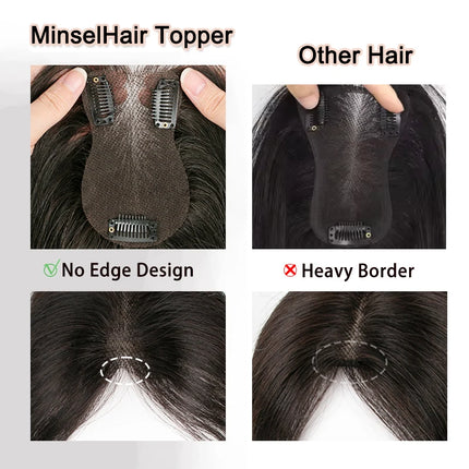 Summer Hair Topper For Thin Hairpart Breathable Handmade Lace Base Natural Human Hair Clip In Extensions 10inch 25cm Brown Black