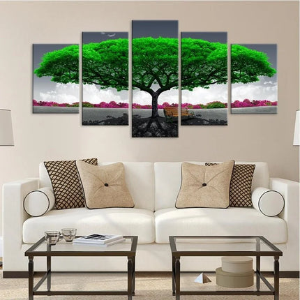 5Pcs/Set Modern Red Lucky Tree Wall Art Canvas Posters Unframed for Living Room Home Decor