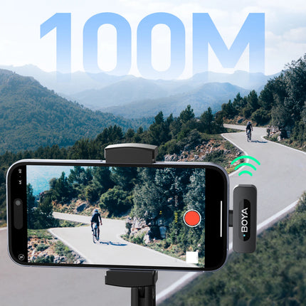 BOYA BY-V3 Wireless Lavalier Lapel Mirophone Noise-cancelling Rechargeable Mic for iPhone Android Camera Live Streaming Vlogging