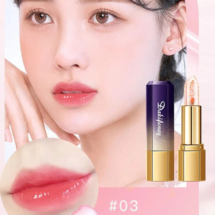 Transparent Flower Jelly Temperature Color-changing Lipstick long-lasting waterproof non stick cup  Anti-drying Lips Skin Care