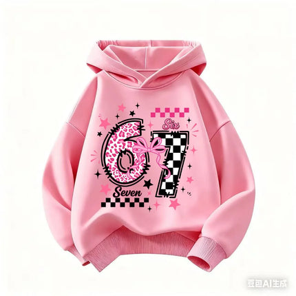Autumn SIX SEVEN 67 Digit Print Children's Hoodies Boy Girl Casual Fashion Sport Pullover Kid Comfortable Fleece Sweatshirt