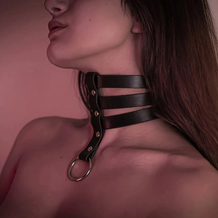 Fashion Bondage Lingerie Sexy Leather Collar Harness Woman Erotic Leather Neck Harness Fetish Wear Women Neck Accessorie