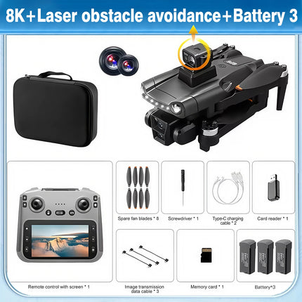 For Genuine V198MAX GPS Drone 8K Professional Camera Aerial FPV Brush Laser Obstacle with Large Screen Remote Control Folding RC