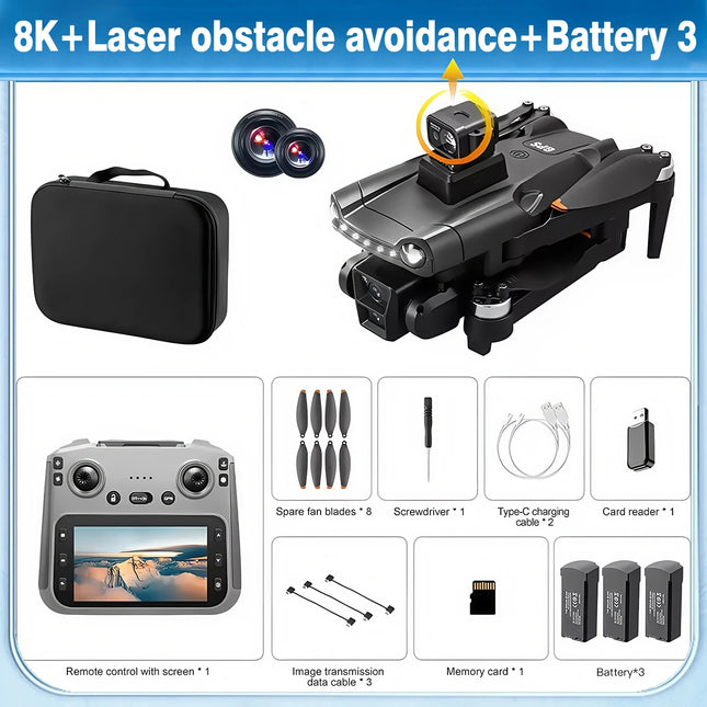 For Genuine V198MAX GPS Drone 8K Professional Camera Aerial FPV Brush Laser Obstacle with Large Screen Remote Control Folding RC
