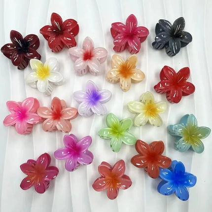 Hawaiian Gradient Hair Clips Flower Hair Claws Big Size Fashion Head Wear Hairpin for Women Girls Crab Barrette Hair Accessories