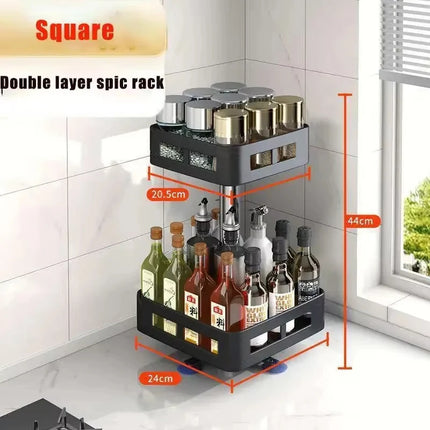 360 Rotation Spice Rack Multi-Layer Spices Cans Seasonings Storage Tray Multifunctional Bathroom Storage Rack Kitchen Organizer