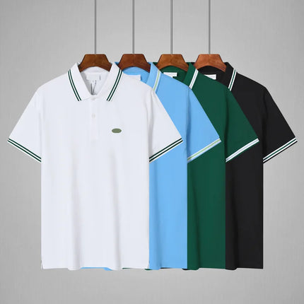 Basic Men's Polo Shirt Short Sleeve Cotton Summer Turn-down Collar T-shirt Two-button Casual Wear Comfortable Breathable