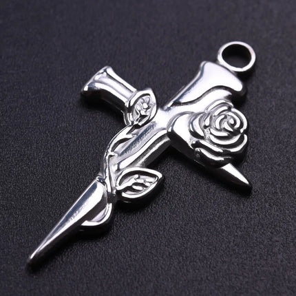 5pcs/Lot High Quality Stainless Steel Cross Pendants For Jewelry Making Supplies Metal Rose Lava Ankh Cross Charms DIY Materials
