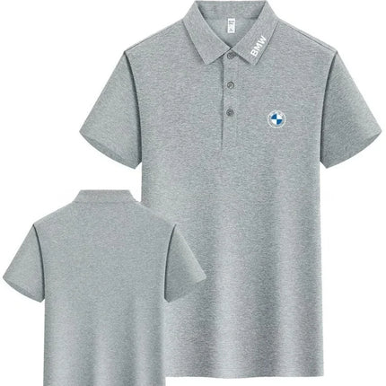 BMW T-Shirt Solid Color Lapel Short-Sleeved Polo Shirt Pure Cotton High-End Fashion Trend Unisex Classic Logo Harajuku Summer