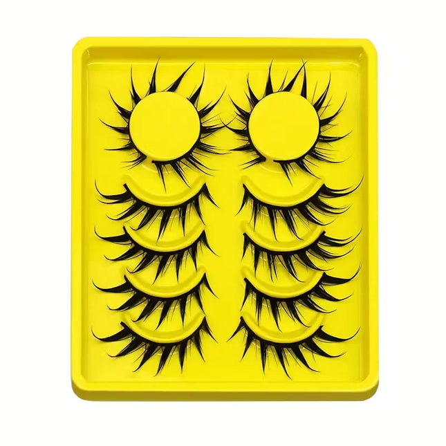 6 Pairs Cartoon Eyelashes Cat Eye Eyelashes 3D Natural False Eyelashes Fluffy Soft Crossed Smart Natural Eyelash Extension Makeup