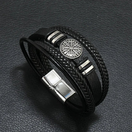 Men's Musical Symbol Leather Bracelet Vintage Creative Men's Bracelet Music Symbol Simple Leather Multi-Layer Bracelet